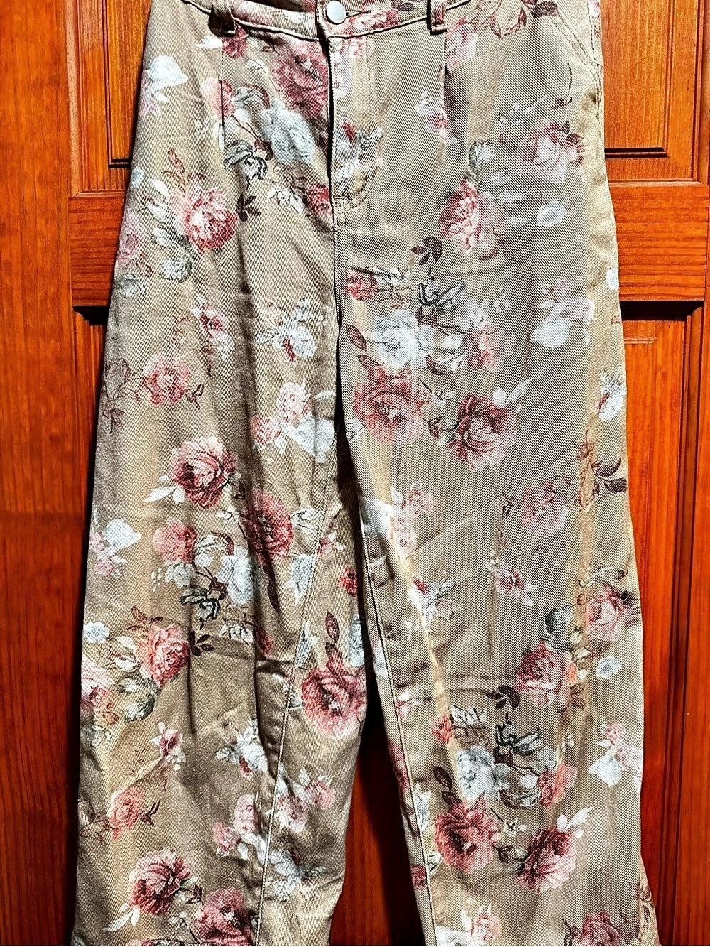 Floral Wide-Leg Pants in Brown & Pink
